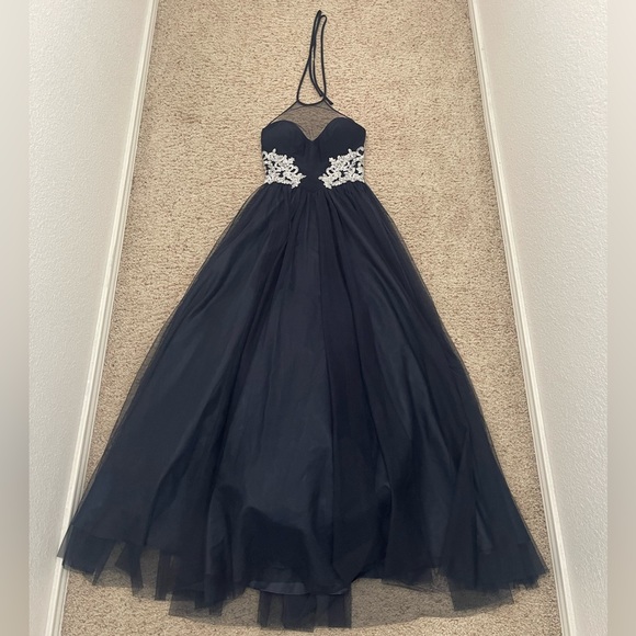 DJ-JAZ Womens Formal Navy Blue Gown size 0 - Picture 2 of 3